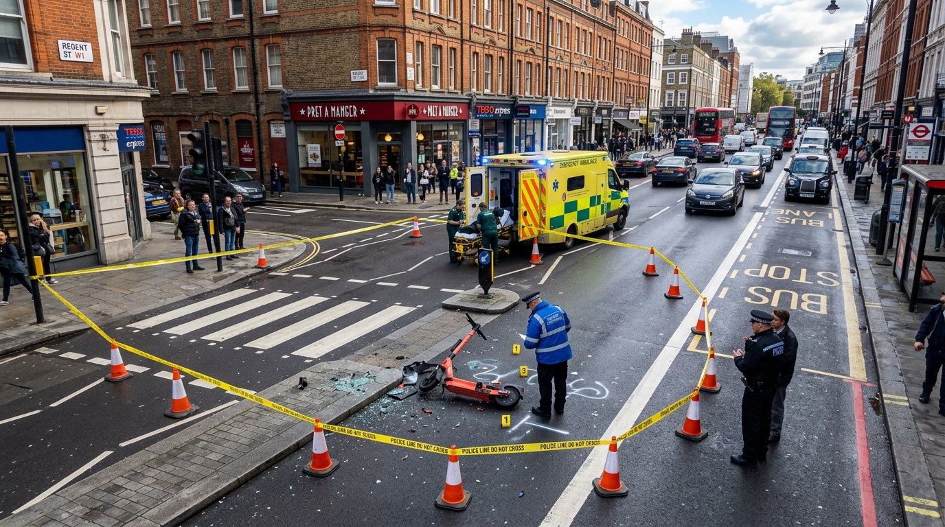 Urban street with e‑scooter accident scene reconstruction