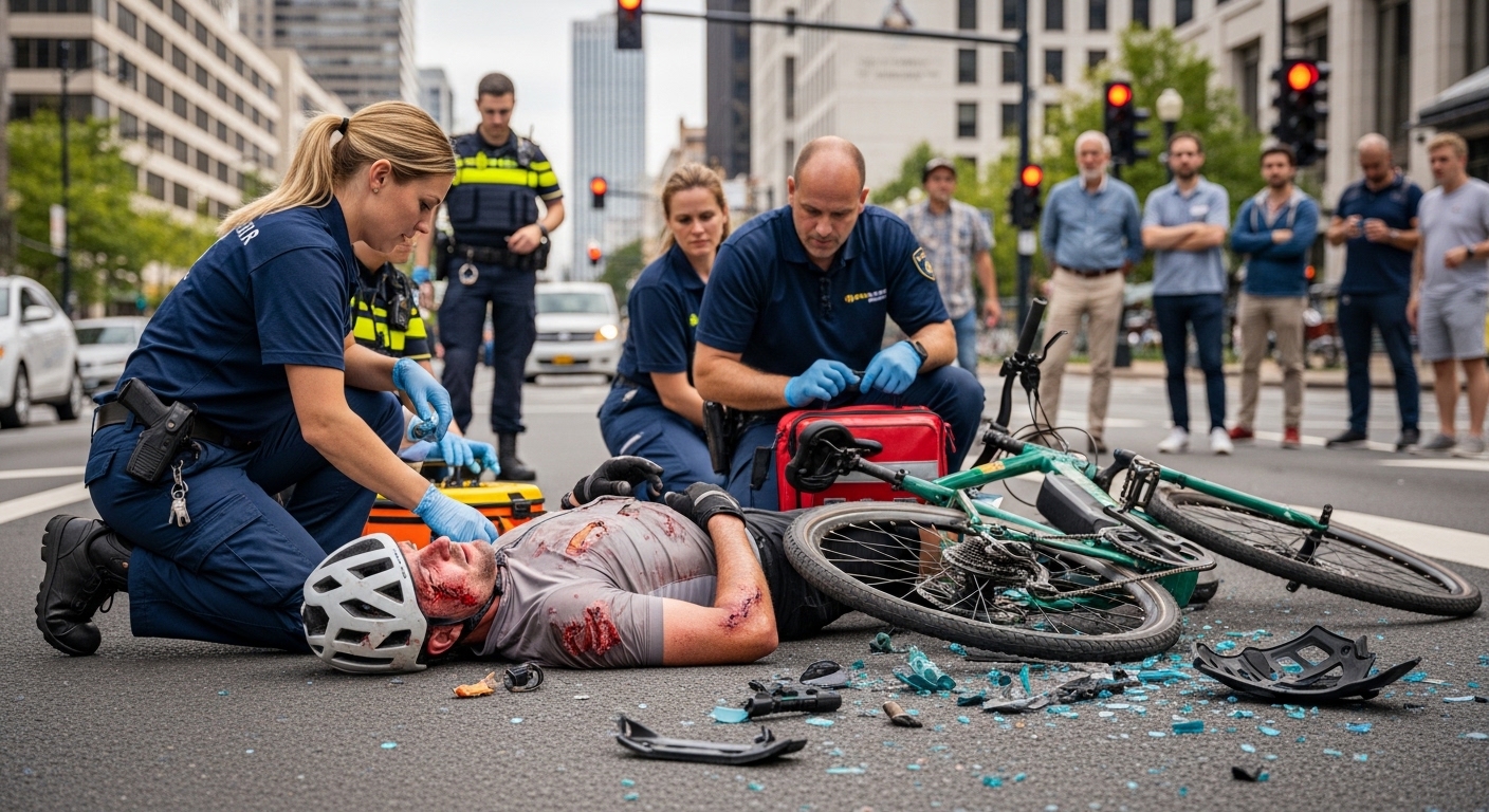 E‑bike collision resulting in upper body injury
