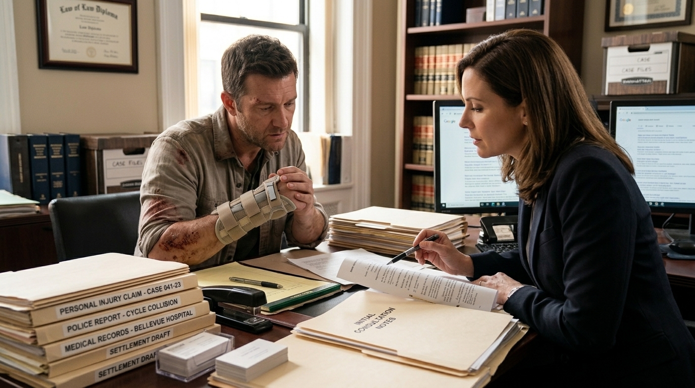 Lawyer consulting client after e‑scooter accident injury