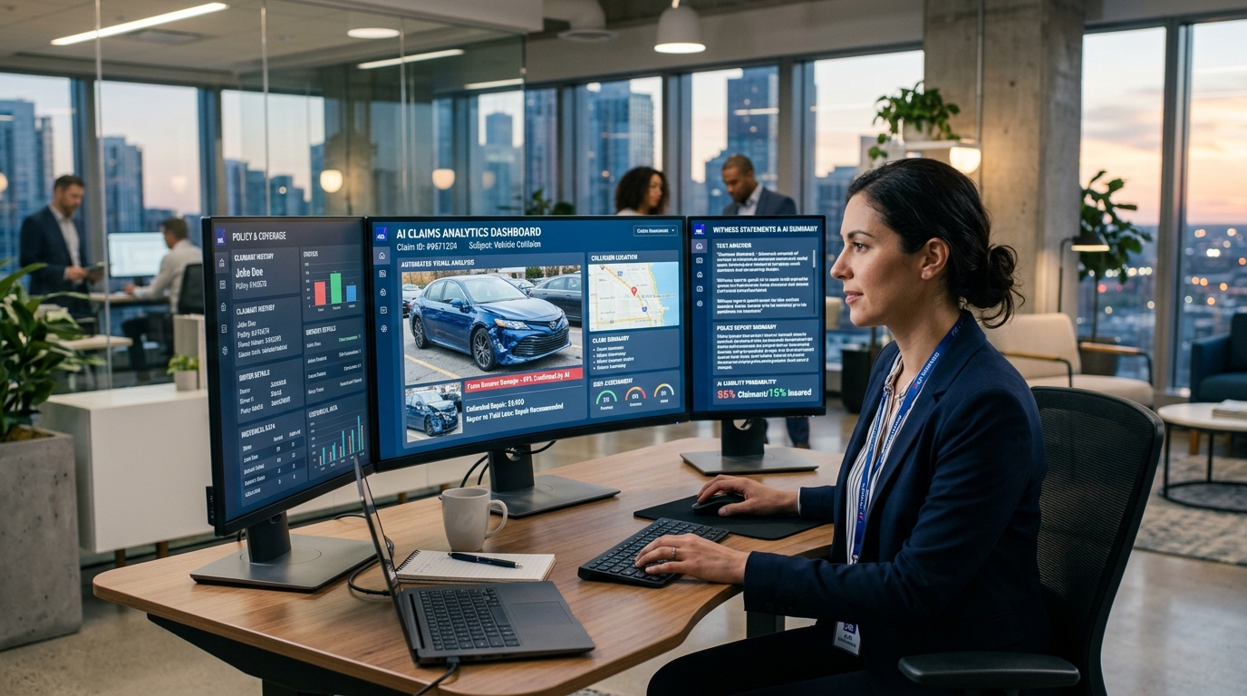 Insurance adjuster using AI software for claim decision